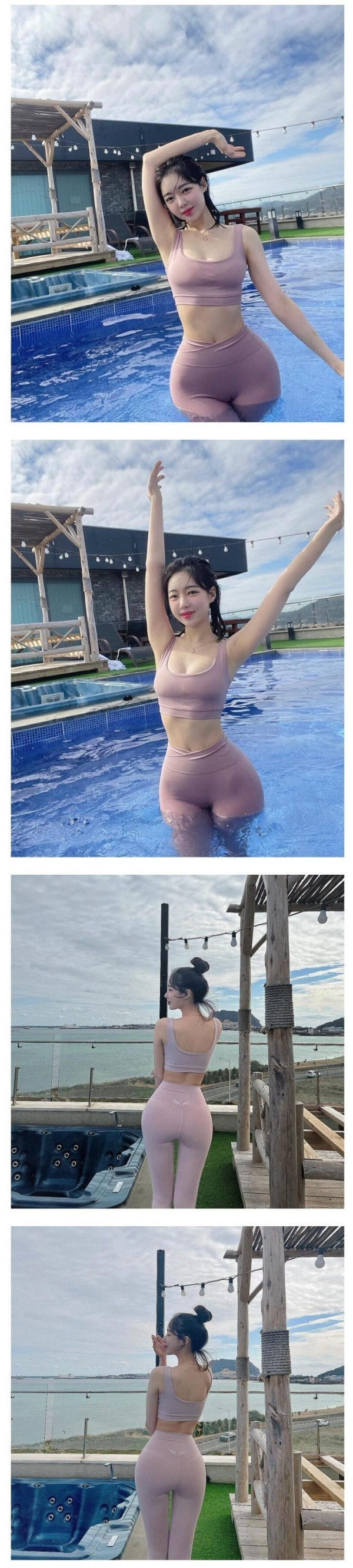 딸녀의드립 bj 아윤 풀장안 브라탑 레깅스 젖은 밀착 몸매