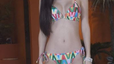 너무야한  레이싱 모델 김가온 칼라풀 패턴 비키니 몸매