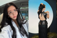 전 미녀골퍼 안신애, 백리스 뒤태 보여주려 머리까지 질끈…잔근육이 보여